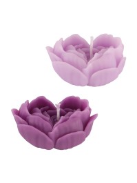 2 BOUGIES FORME COEUR ROSE LILAS/AMETHYSTE 2 ASSORTIES 7.5CM X 6CM X 3.7CM