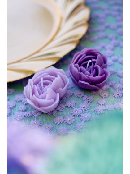 2 BOUGIES FORME COEUR ROSE LILAS/AMETHYSTE 2 ASSORTIES 7.5CM X 6CM X 3.7CM