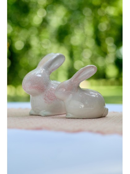 LAPIN CERAMIQUE ROSE TULIPE 10.4CM X 6CM X 10CM
