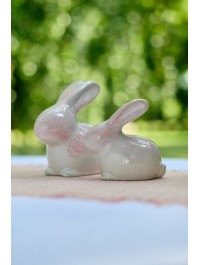 LAPIN CERAMIQUE ROSE TULIPE 10.4CM X 6CM X 10CM