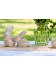 LAPIN CERAMIQUE ROSE TULIPE 10.4CM X 6CM X 10CM