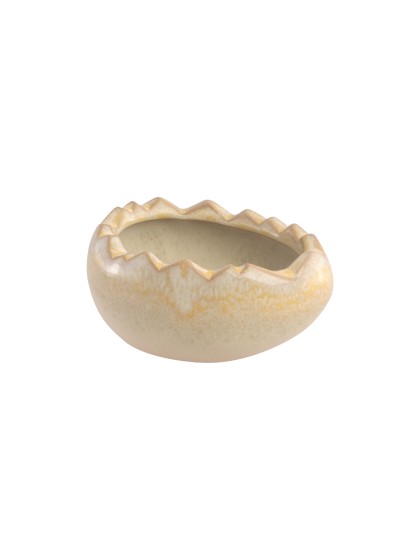 CERAMIC EGG POT YELLOW SAND 12.5CM X 10CM X 6.4CM