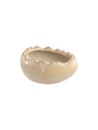 POT CERAMIQUE FORME OEUF JAUNE SABLE 12.5CM X 10CM X 6.4CM