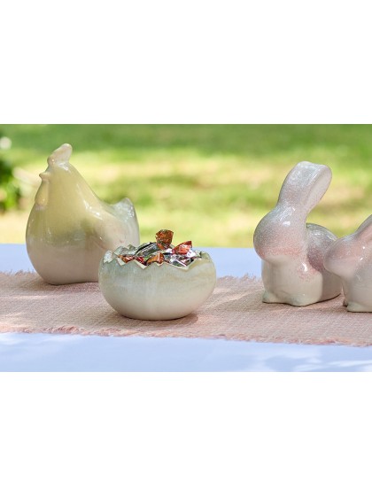 CERAMIC EGG POT YELLOW SAND 12.5CM X 10CM X 6.4CM