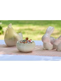 POT CERAMIQUE FORME OEUF JAUNE SABLE 12.5CM X 10CM X 6.4CM