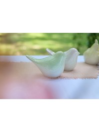 OISEAU CERAMIQUE ROSE TULIPE/THE VERT 2 ASSORTIS 18.4CM X 10CM X 11.5CM