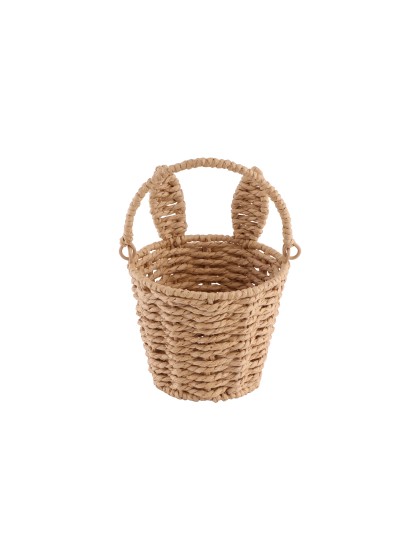 RABBIT SHAPE BRAIDED PAPER BASKET WITH HANDLE DIA 13.5CM X 17.5CM