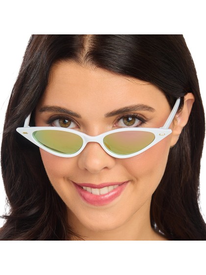 BRILLE VINTAGE PIN-UP WEIßE MIT SPIEGELEFFEKT 15.5CM X 15CM X 3.2CM