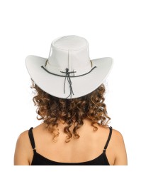 CHAPEAU DE COWBOY EFFET CROCO BLANC TU