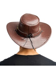 CHAPEAU DE COWBOY EFFET CROCO BRUN TU