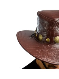 CHAPEAU DE COWBOY EFFET CROCO BRUN TU