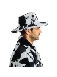 COWBOYHUT MIT SCHWARZ-WEIßEM KUHFLECKMUSTER DU