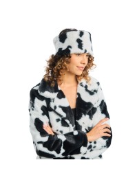 BANDEAU FOURRURE IMPRIME VACHE NOIR ET BLANC TU