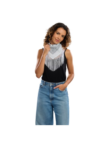 BANDANA MIT FRANSEN WEISS 54CM X 54CM