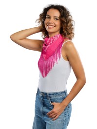 BANDANA A FRANGES ROSE FUCHSIA 54CM X 54CM