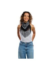 BLACK BANDANA WITH FRINGES 54CM X 54CM