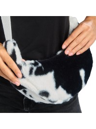 SAC FOURRURE IMPRIME VACHE NOIR ET BLANC 32CM X 10CM X 20CM