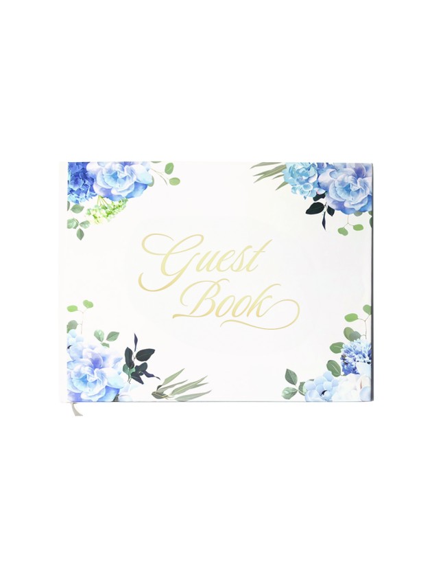 GOLDENES BUCH BLAUE HORTENSIEN 96 SEITEN 19.5CM X 24.5CM X 1CM