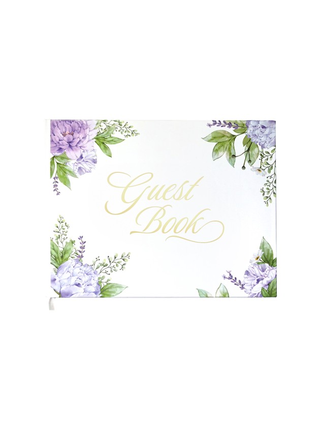 GUEST BOOK PIVOINES LILAS 96 PAGES 19.5CM X 24.5CM X 1CM