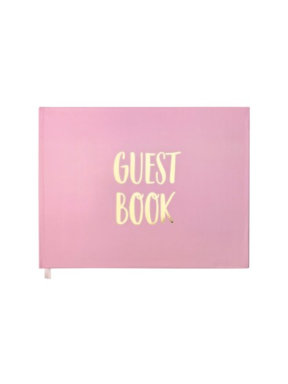 PINK METAL GOLD GUEST BOOK 96 PAGES 19.5CM X 24.5CM X 1CM