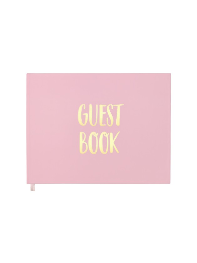 PINK METAL GOLD GUEST BOOK 96 PAGES 19.5CM X 24.5CM X 1CM