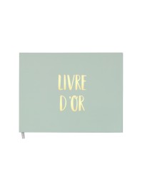 LIVRE D’OR VERT SAUGE OR METAL 96 PAGES 19.5CM X 24.5CM X 1CM