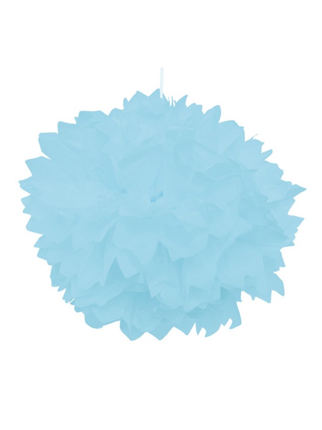 SET 2 POMPONS PAPIER DE SOIE BLEU PASTEL DIA 40CM