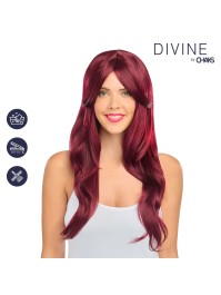 PERRUQUE SIENNA CHEVEUX LONGS ROUGE BORDEAUX AVEC FRANGE RIDEAU 68CM