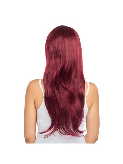 PERRUQUE SIENNA CHEVEUX LONGS ROUGE BORDEAUX AVEC FRANGE RIDEAU 68CM