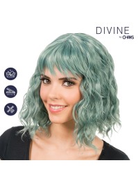 PERRUQUE TESSA CHEVEUX COURTS ONDULES AVEC FRANGE VERT 35CM