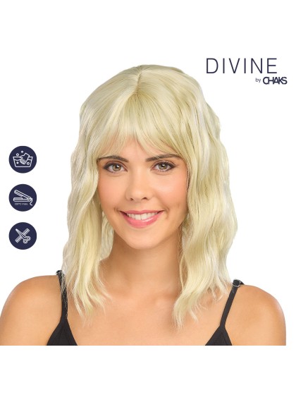 PERRUQUE TESSA CHEVEUX COURTS ONDULES AVEC FRANGE BLOND 35CM