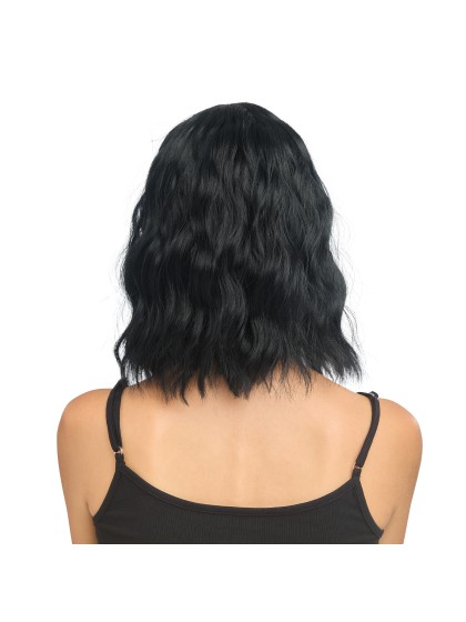 TESSA - WAVY BLACK SHORT HAIR WIG WITH FRINGE 35CM