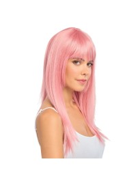 PERRUQUE RIHANNA CHEVEUX LONGS ROSE PASTEL AVEC FRANGE 58CM