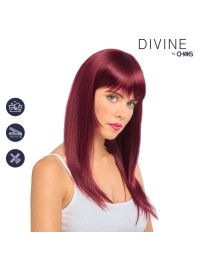 PERRUQUE RIHANNA CHEVEUX LONGS ROUGE BORDEAUX AVEC FRANGE 58CM