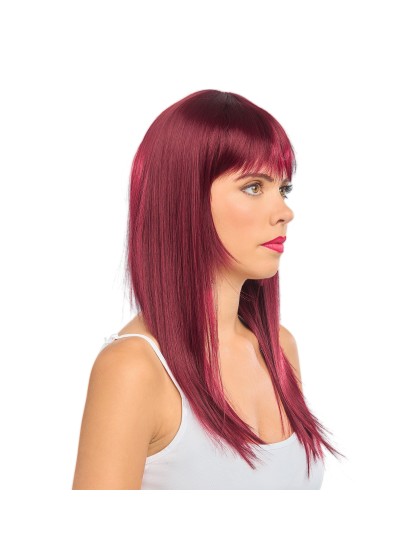 RIHANNA LONG BURGUNDY RED STRAIGHT HAIR WIG WITH FRINGE 58CM