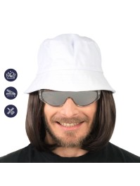 PERÜCKE LORENZO HAAR SCHWARZ MIT SCHLAPPHUT WEISS 