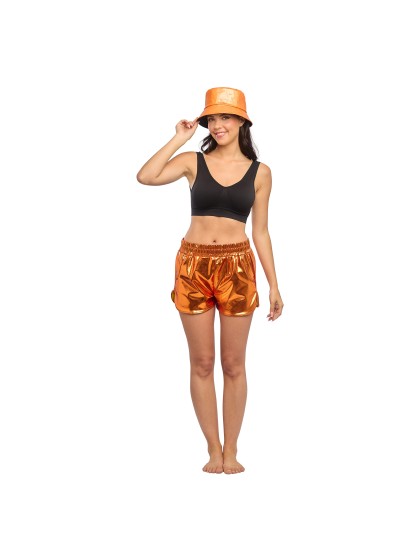 ORANGE METALLIC SHORTS M