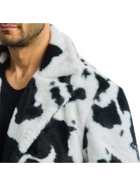 MANTEAU FOURRURE IMPRIME VACHE NOIR ET BLANC HOMME L