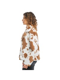 DAMEN JACKE MIT BRAUN-WEIßEM KUHFLECKMUSTER M