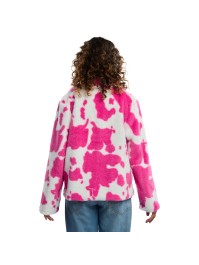 VESTE FOURRURE IMPRIME VACHE ROSE ET BLANC FEMME S