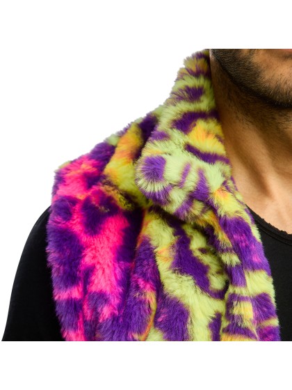 VESTE SANS MANCHE FOURRURE IMPRIME NEON FEMME L