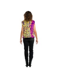 VESTE SANS MANCHE FOURRURE IMPRIME NEON FEMME M