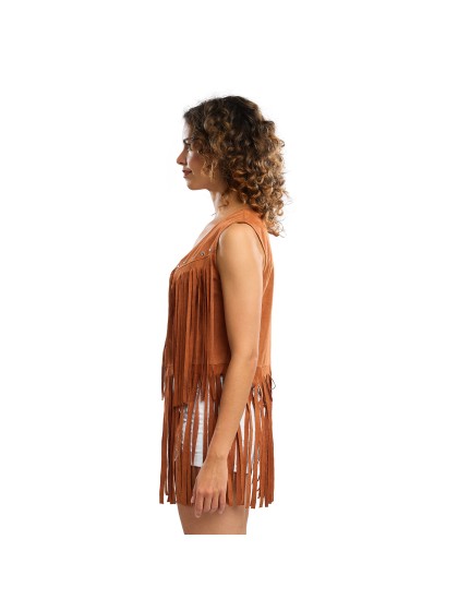 GILET WESTERN A FRANGES L-XL