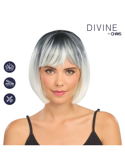 LOVA - PLATINUM BLOND WITH BLACK OMBRE SHORT HAIR WIG 30CM