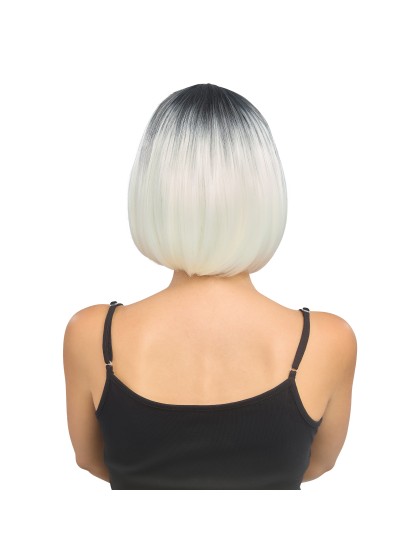 LOVA - PLATINUM BLOND WITH BLACK OMBRE SHORT HAIR WIG 30CM