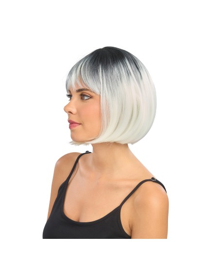 PERRUQUE LOVA CHEVEUX COURTS BLOND PLATINE OMBRE NOIR 30CM