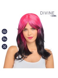 PERRUQUE BILLIE NOIR ET ROSE 50CM