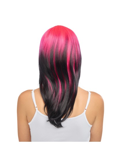 PERÜCKE BILLIE SCHWARZ UND ROSA 50CM