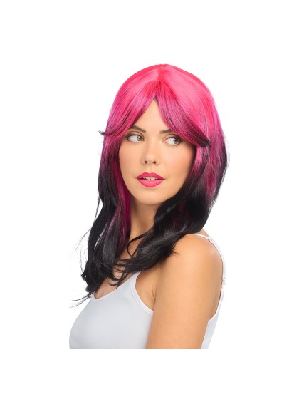 BILLIE BLACK AND PINK HAIR WIG 50CM