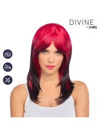 PERRUQUE BILLIE NOIR ET ROUGE 50CM